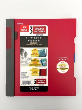Brand New Mead Five Star Advance 3-Subject 300 Pages Notebook